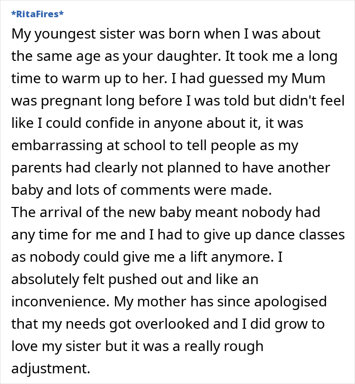 Text about a sibling feeling overlooked after a new baby joined the family, discussing family dynamics and emotional impact. Text about a sibling feeling overlooked after a new baby joined the family, discussing family dynamics and emotional impact.
