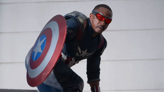 Superhero character from "Captain America: Brave New World" with a shield, featured in anticipated 2025 movies.