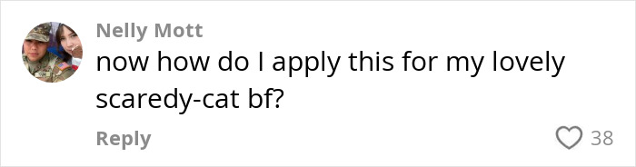 Comment discussing using negative reinforcement to help a scared partner.