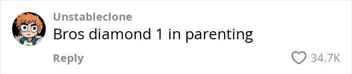 Comment with cartoon avatar discussing expert-level parenting strategies.