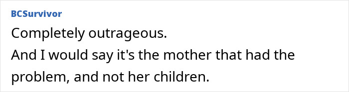 Comment about a parent's reaction at a birthday party, questioning response to a child's appearance.