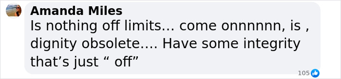 Comment criticizing an influencer's wetlook dress, questioning integrity and limits. Comment criticizing an influencer's wetlook dress, questioning integrity and limits.