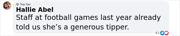 Comment highlighting generosity in tipping at events.