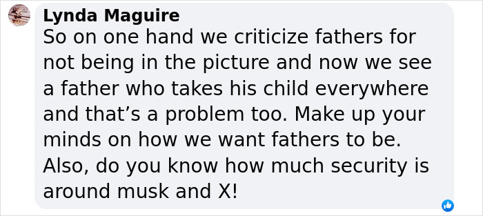 Commentary discussing fatherhood and presence relating to Elon Musk and son X.