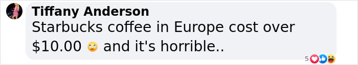 Text message discussing Starbucks menu and its high cost. Text message discussing Starbucks menu and its high cost.