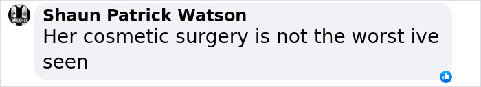 Comment mentioning cosmetic surgery in a discussion about unfiltered photos.