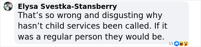 Comment critical of Tori Spelling's parenting, discussing child services involvement.