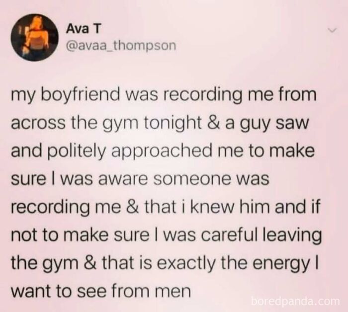 A screenshot of a tweet about a social justice encounter at the gym.