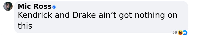 Social media comment about Kendrick and Drake with reactions, by Mic Ross. Social media comment about Kendrick and Drake with reactions, by Mic Ross.
