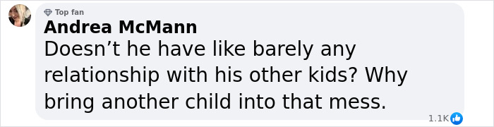 Social media comment discussing Elon Musk and his relationship with his children. Social media comment discussing Elon Musk and his relationship with his children.