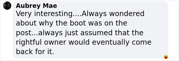 Comment about cowboy boots on fences, expressing curiosity about their meaning and purpose.