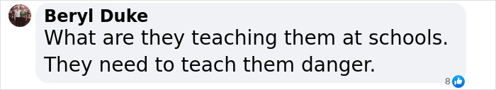 Comment discussing the need for teaching danger in schools related to an online challenge investigation.