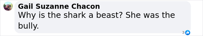 Comment discussing a shark interaction, questioning why the shark is labeled a beast. Comment discussing a shark interaction, questioning why the shark is labeled a beast.