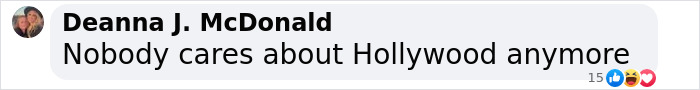 User comment expressing disinterest in Hollywood amid Oscars boycott. User comment expressing disinterest in Hollywood amid Oscars boycott.