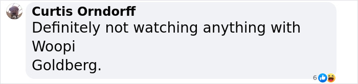 Comment expressing boycott of Oscars over Whoopi Goldberg as a presenter. Comment expressing boycott of Oscars over Whoopi Goldberg as a presenter.