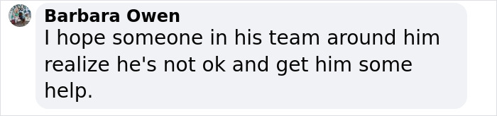 Comment highlights concerns for Justin Bieber's well-being.