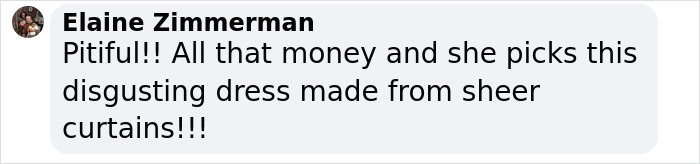 Comment criticizing a dress resembling sheer curtains, amid Grammys dress code controversy over "bare fleshy under curves.