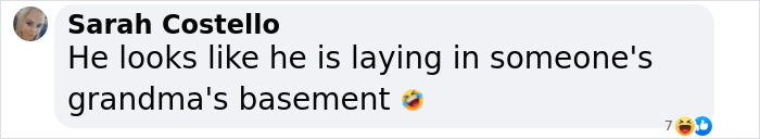 Comment about Pete Davidson looking like he's in a basement, with laughing emoji.