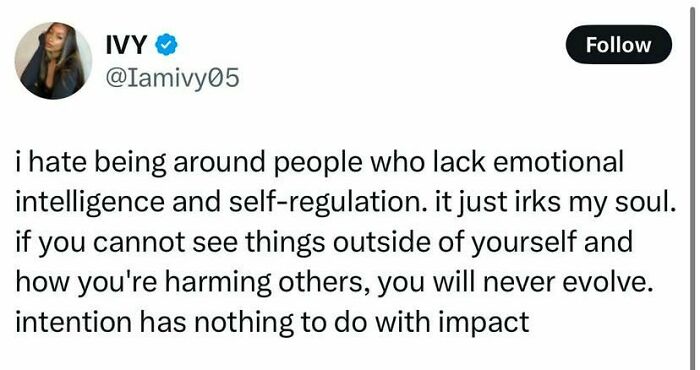 Social media post addressing emotional intelligence and impact related to social justice.