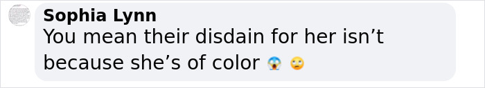 Comment discussing treatment of Meghan Markle with emojis.