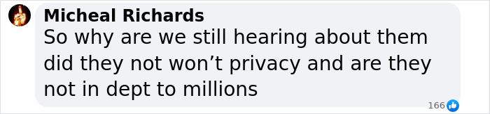 Text message from Micheal Richards discussing Meghan Markle's privacy and financial status.