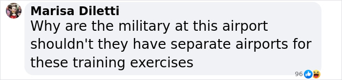 Comment questioning military training at airport amid Black Hawk drill conspiracy.