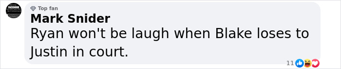 Comment mentioning Blake and Ryan linked to Justin and court. Comment mentioning Blake and Ryan linked to Justin and court.