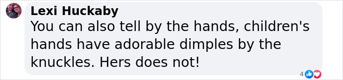 Comment discussing woman's appearance, highlighting hand features in context of backlash.