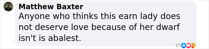 Text screenshot discussing backlash and peculiarity related to a woman's appearance.