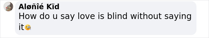 Text comment discussing love being blind, related to backlash over appearance.