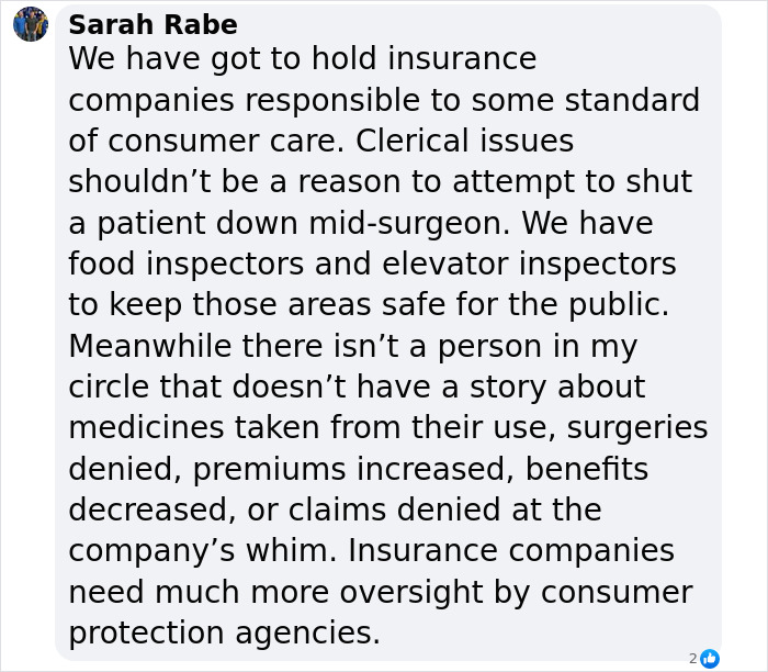 Text image highlighting a critique of insurance companies and consumer care standards. Text image highlighting a critique of insurance companies and consumer care standards.