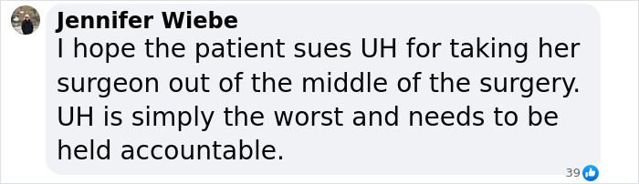 Comment criticizing UnitedHealthcare for removing a surgeon mid-surgery, emphasizing the need for accountability. Comment criticizing UnitedHealthcare for removing a surgeon mid-surgery, emphasizing the need for accountability.