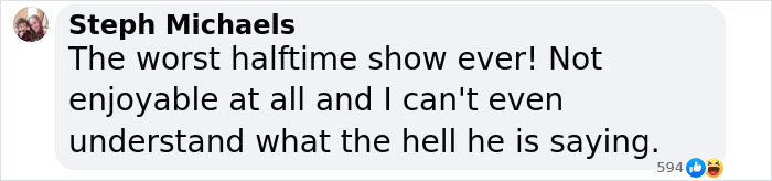 Text message criticizing Kendrick Lamar's halftime performance as the worst show ever. Text message criticizing Kendrick Lamar's halftime performance as the worst show ever.