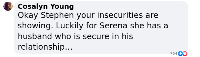 Comment referencing Stephen A. Smith and Serena Williams about relationship security. Comment referencing Stephen A. Smith and Serena Williams about relationship security.