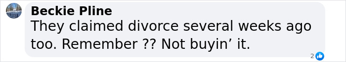 Comment questioning Kanye West and Bianca Censori&rsquo;s divorce claim, expressing skepticism.