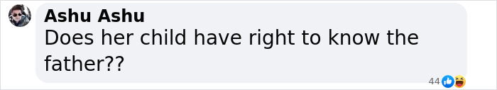 Comment questioning the right of Lily Phillips' child to know the father's identity. Comment questioning the right of Lily Phillips' child to know the father's identity.