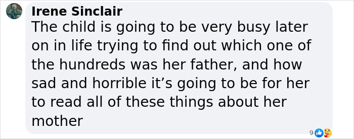 Comment reacting to Lily Phillips' pregnancy news, questioning the child's father. Comment reacting to Lily Phillips' pregnancy news, questioning the child's father.