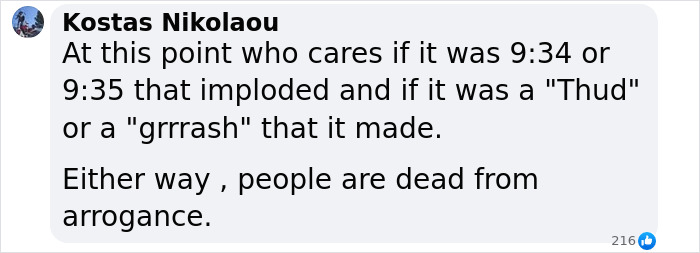 Social media comment discussing Titan Sub disaster and its aftermath. Social media comment discussing Titan Sub disaster and its aftermath.