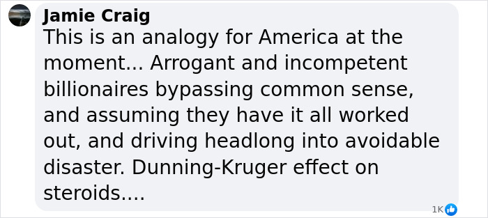Text from a social media post comparing America to a disaster waiting to happen. Text from a social media post comparing America to a disaster waiting to happen.