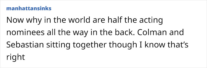 Social media comment on Oscars nominees diversity in seating arrangement. Social media comment on Oscars nominees diversity in seating arrangement.