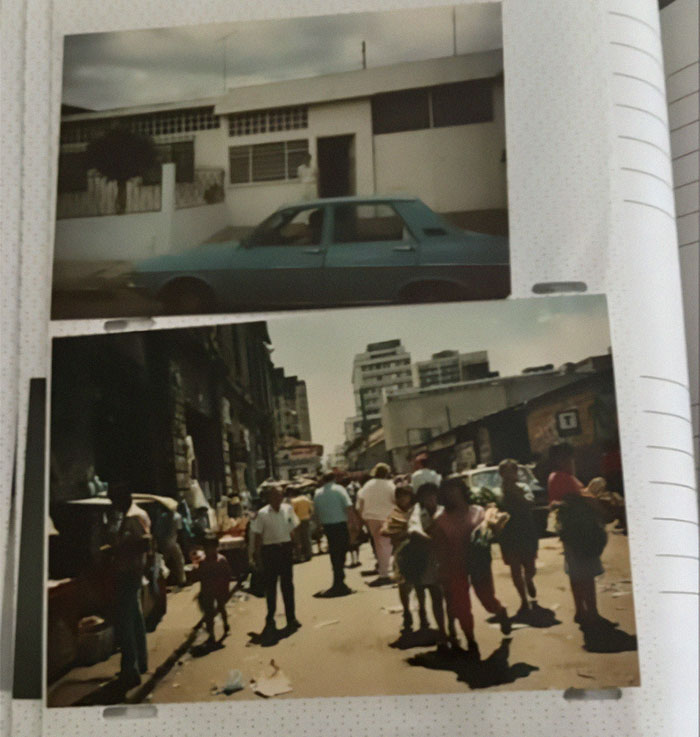 Photos related to woman's discovery of shady adoption; street scene and a house with a blue car.