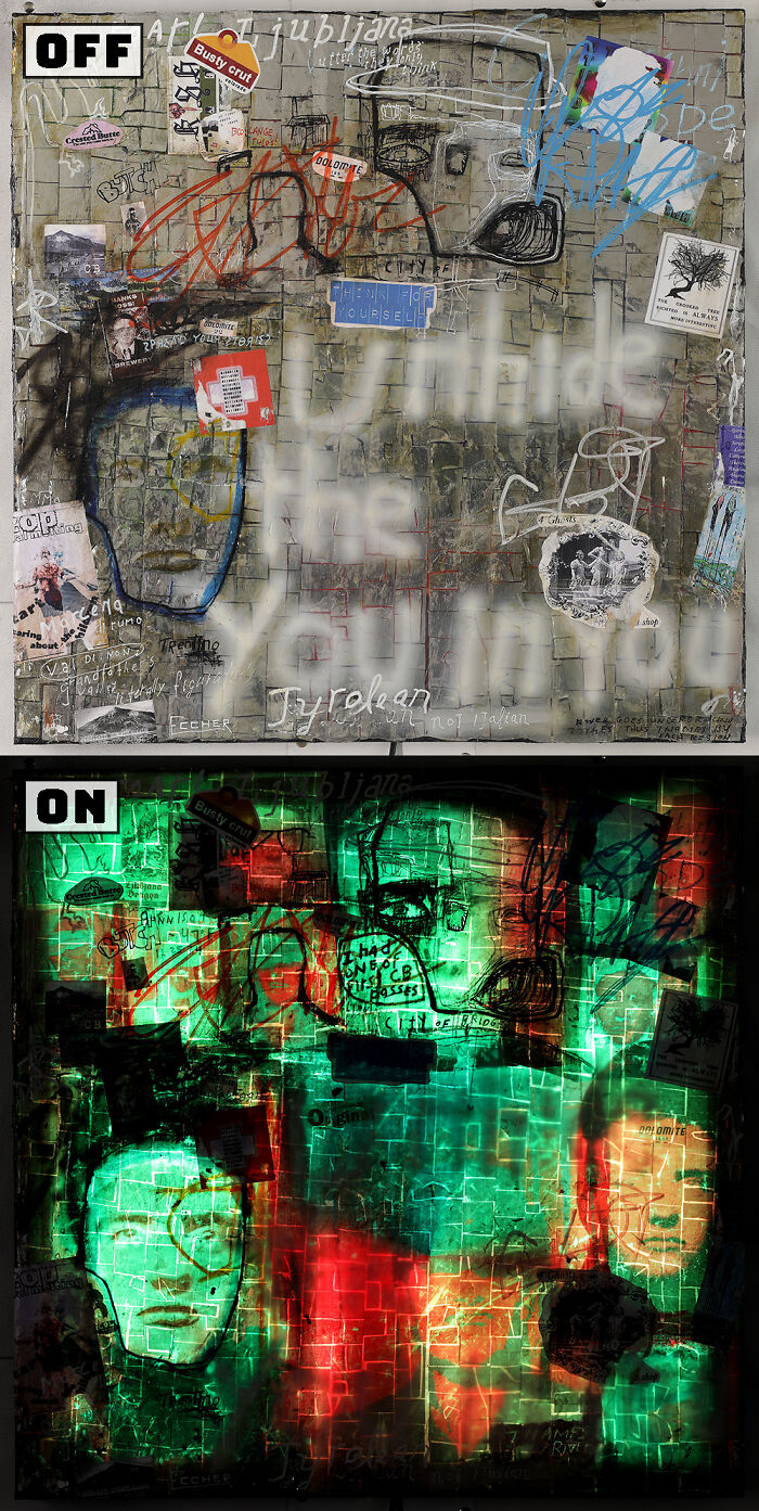 I Paint Two Paintings On One Canvas That Then Are Interchangeable Using LED Lights (6 Pics)