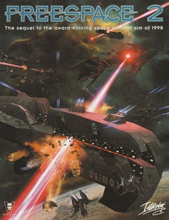 "Freespace 2 game cover, vibrant space battle scene illustrating a product that failed despite being good."