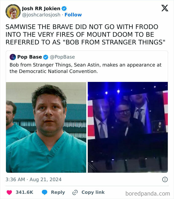 Meme comparing Samwise to Bob from Stranger Things, highlighting comedic mix-up of fictional characters.