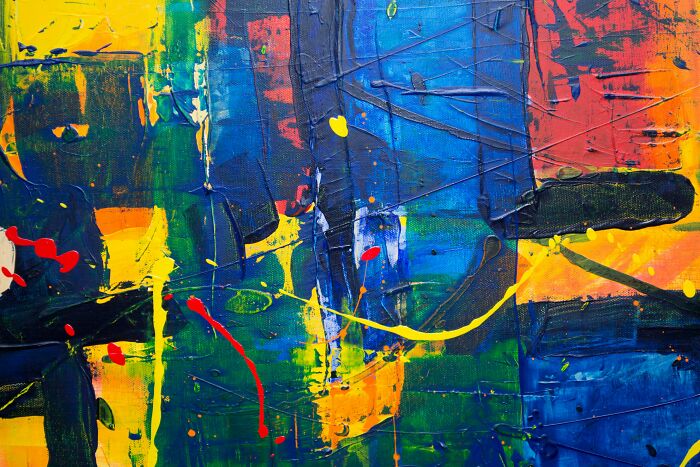 Colorful abstract painting with bold brushstrokes, related to stories of overnight wealth.
