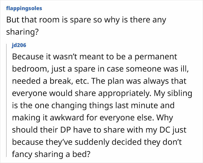 Text exchange about room sharing irritation; sibling uncomfortable sharing with partner during trip. Text exchange about room sharing irritation; sibling uncomfortable sharing with partner during trip.