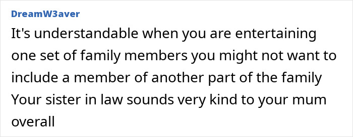 Comment on a family dynamics situation involving a mother-in-law feeling rejected. Comment on a family dynamics situation involving a mother-in-law feeling rejected.