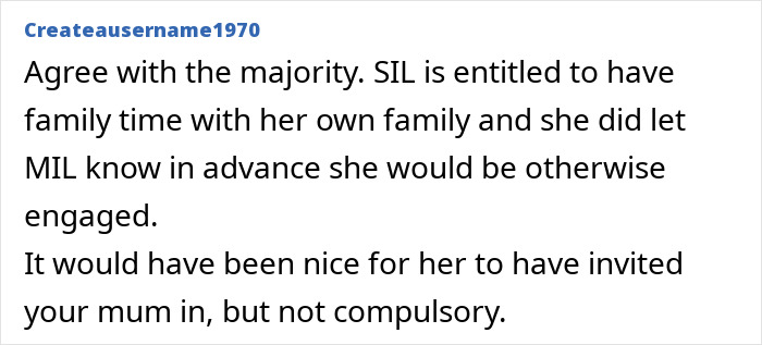 Comment discussing MIL and DIL relationship dynamics, focusing on family time and communication. Comment discussing MIL and DIL relationship dynamics, focusing on family time and communication.