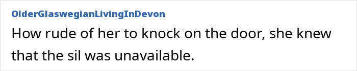 Comment criticizing MIL's visit despite being told not to, noting DIL's unavailability. Comment criticizing MIL's visit despite being told not to, noting DIL's unavailability.
