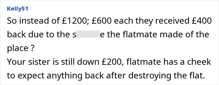 Text discussing a college student's messy apartment leading to reduced deposit refund.